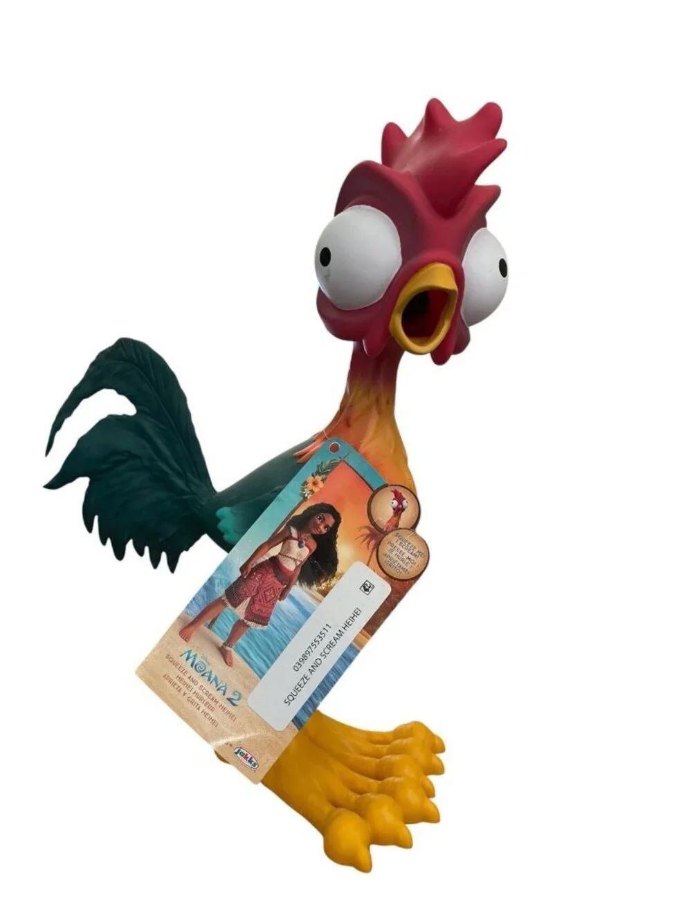 Disney's Moana 2 Squeeze + Scream Hei Hei 12 inch Tall Rooster Toy Makes Sound